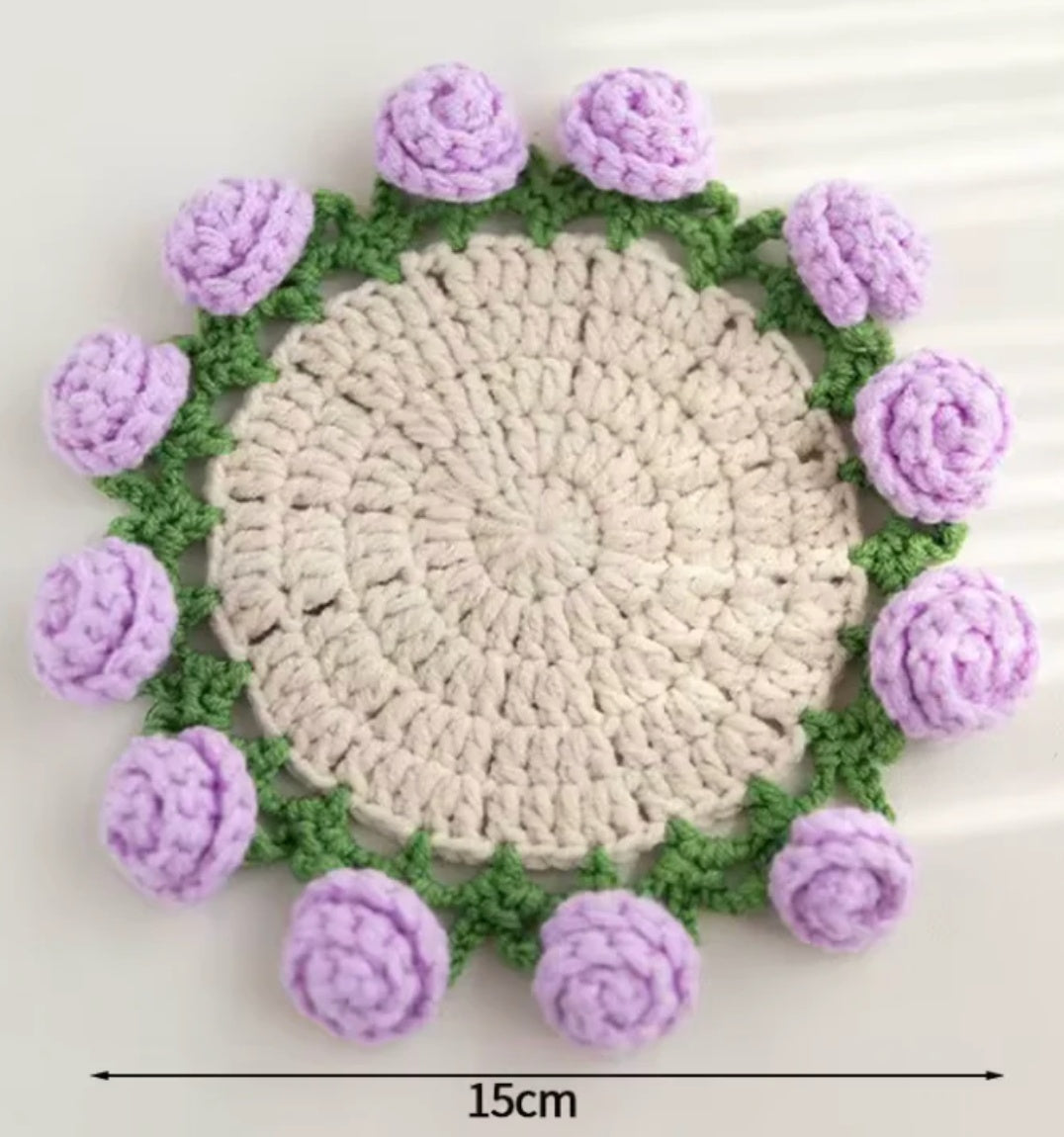 Crochet Rose Coaster DIY Kit — Handmade Floral Craft Set