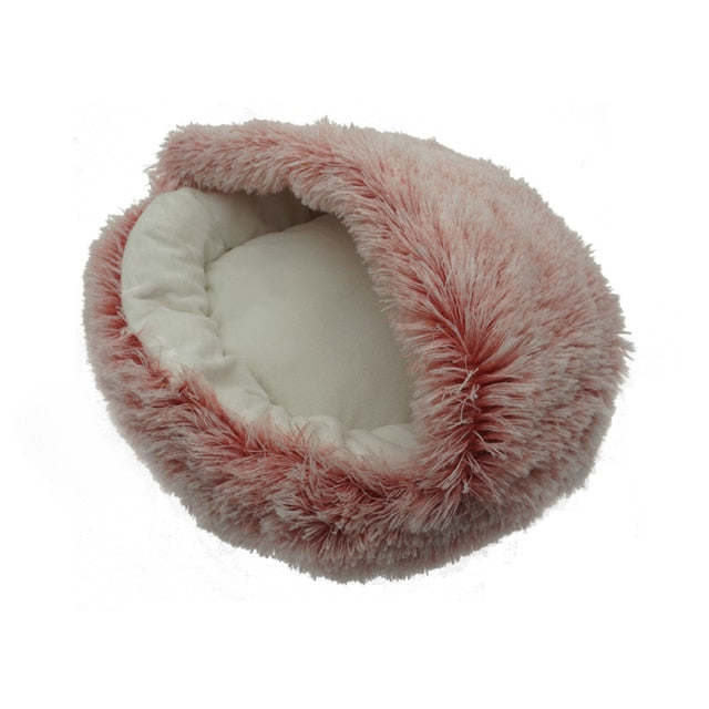2-in-1 Pet Bed — Round Plush Warm Bed for Cats & Small Dogs