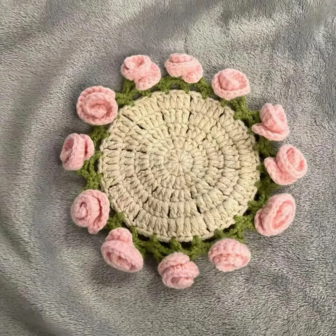 Crochet Rose Coaster DIY Kit — Handmade Floral Craft Set