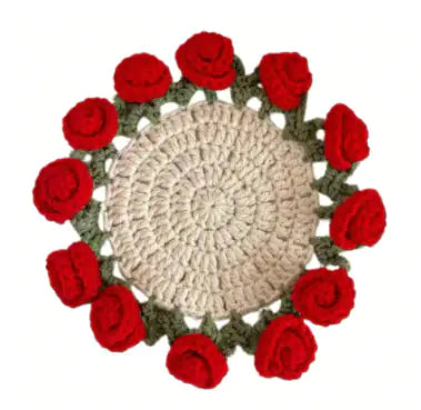 Crochet Rose Coaster DIY Kit — Handmade Floral Craft Set