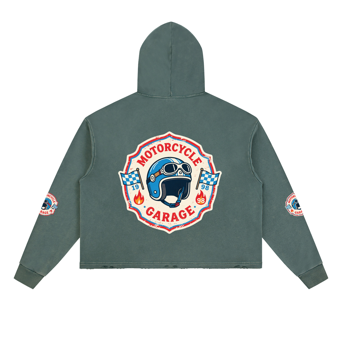 Vintage Washed Frayed-Hem Hoodie
