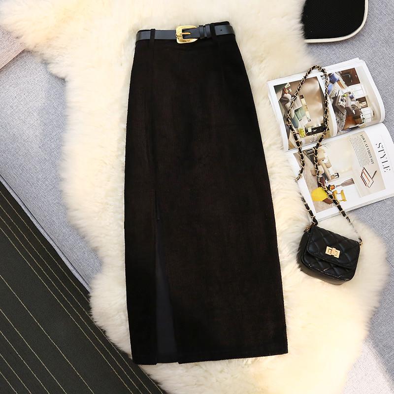 High Waist A-Line Corduroy Skirt — Elegant Midi Skirt for Women
