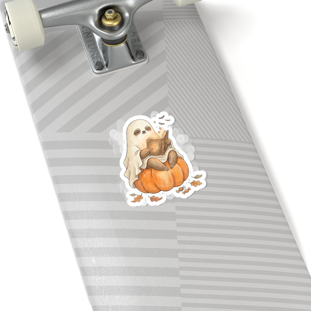 Ghost Sloth on Pumpkin Kiss-Cut Stickers | Spooky Animals Halloween Sticker