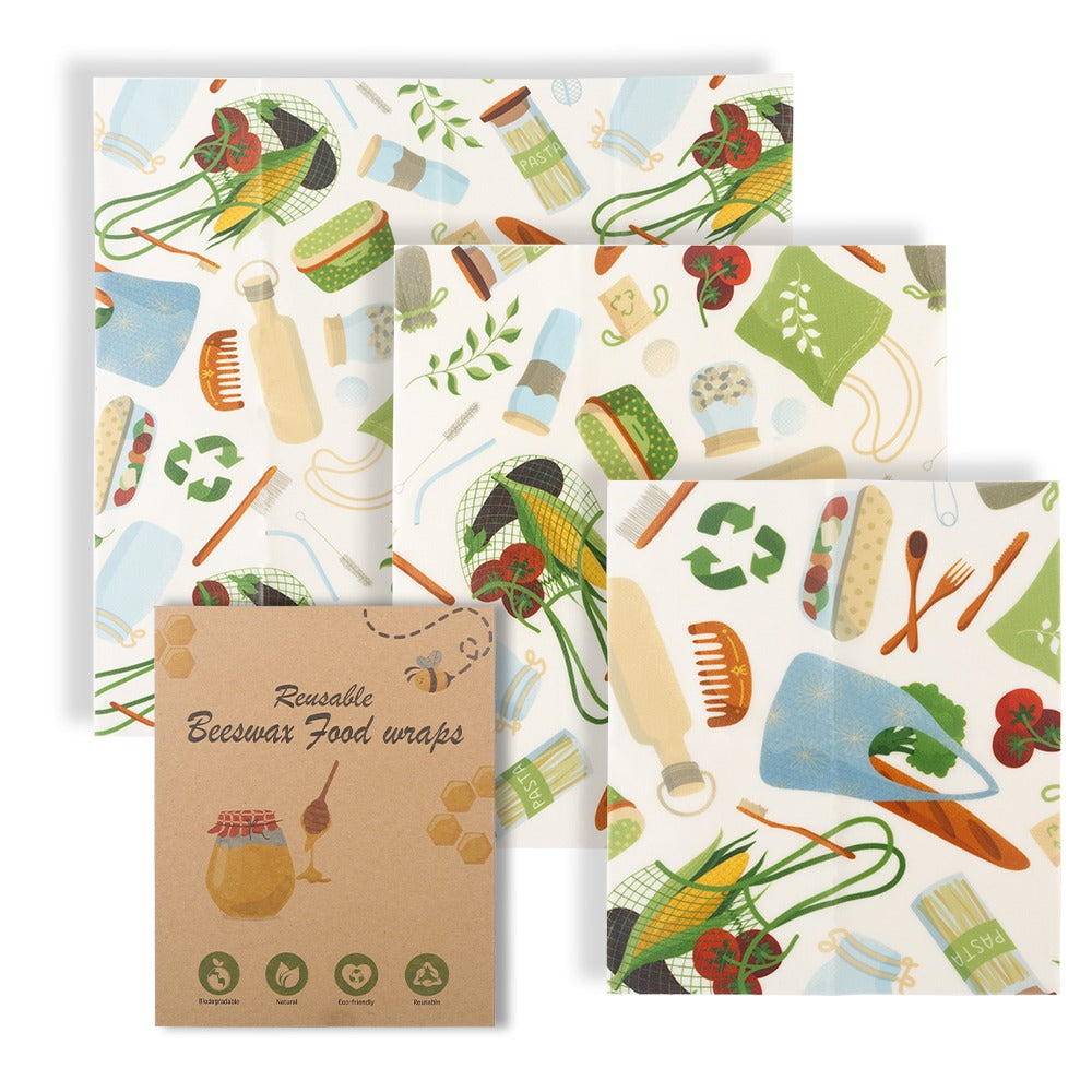 Natural Beeswax Food Wrap — Reusable Eco-Friendly Cotton Fresh-Keeping Cloth