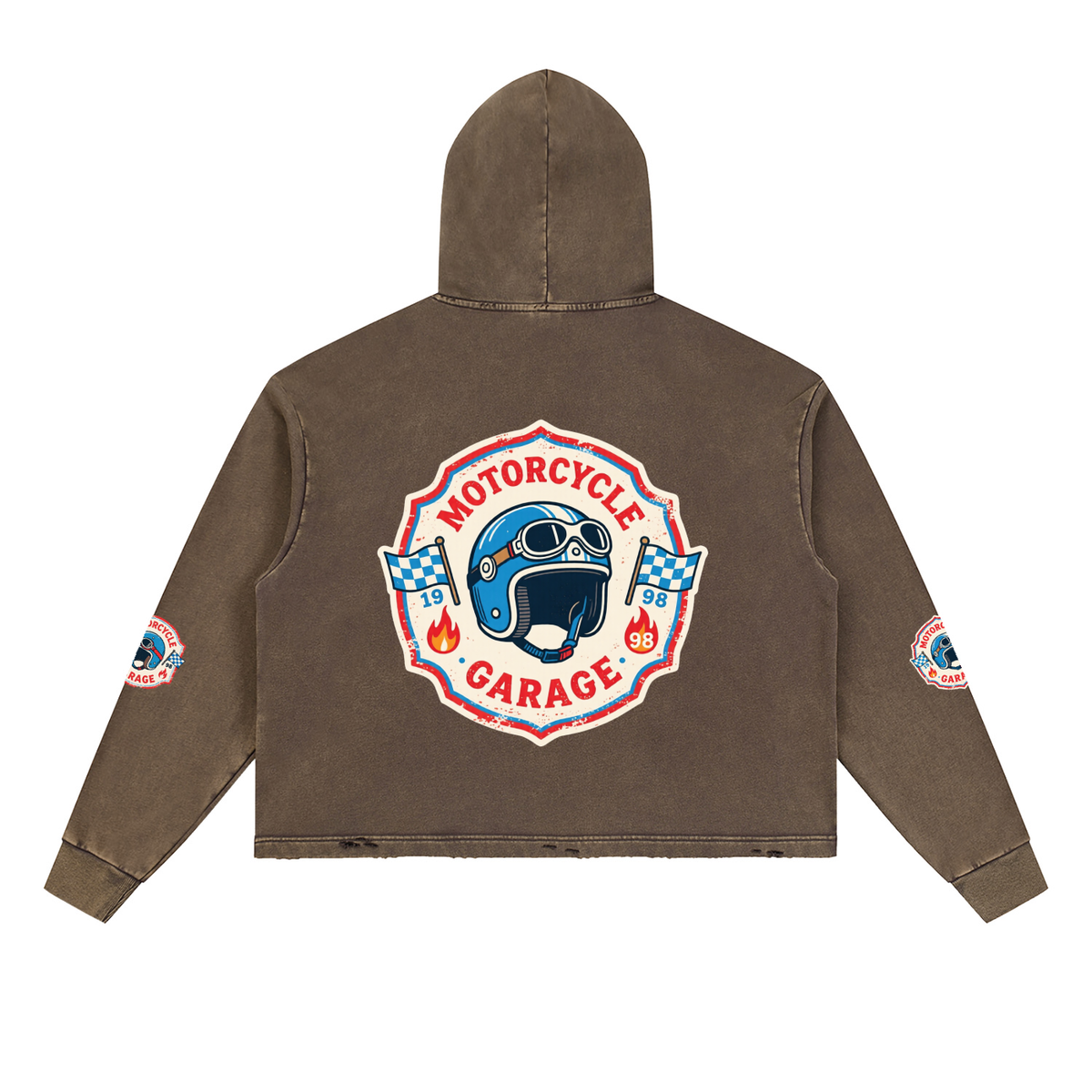 Vintage Washed Frayed-Hem Hoodie