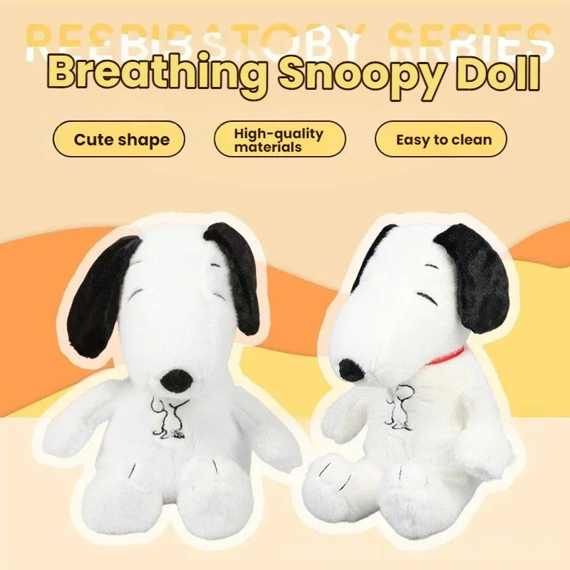 New Baby Breathing Soothing Snoopy white dog Plush Doll Sleeping Companion Music and Light Doll Sensory Stuffed Toy Kid Gifts