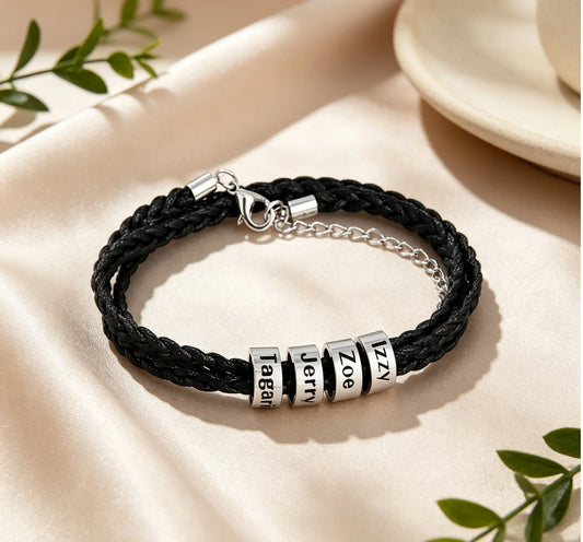 Personalised Name Beads Braided Bracelet for Men