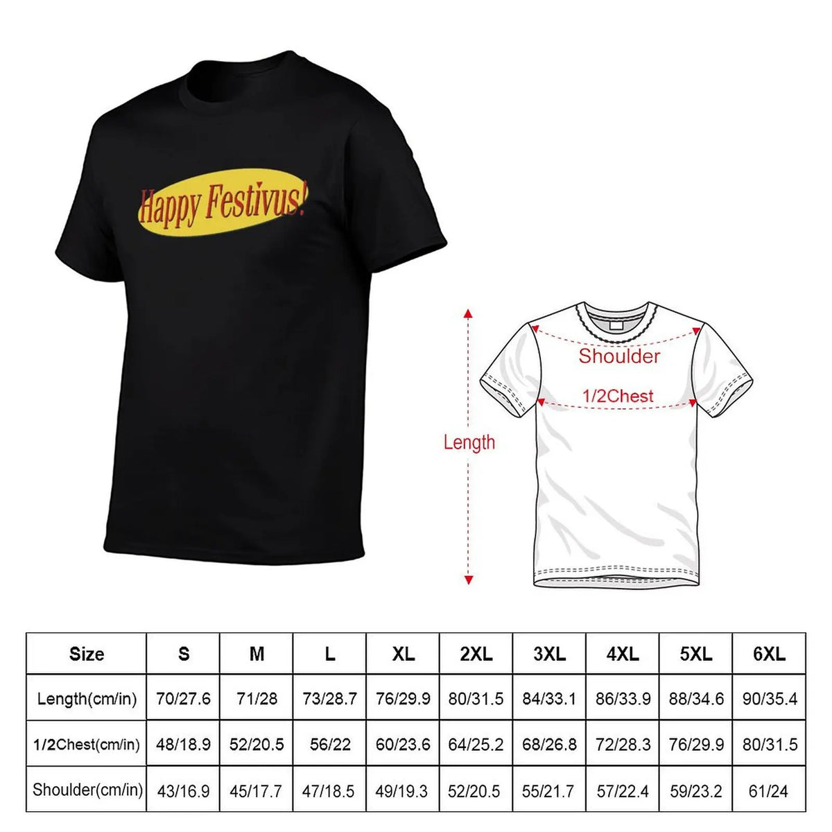 Happy Festivus! T-Shirt Casual Breathable Short Sleeve Top