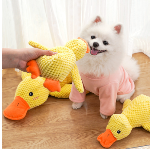 Calming Duck Toy for Dogs & Cats — Plush Squeaky Chew Toy for Puppies