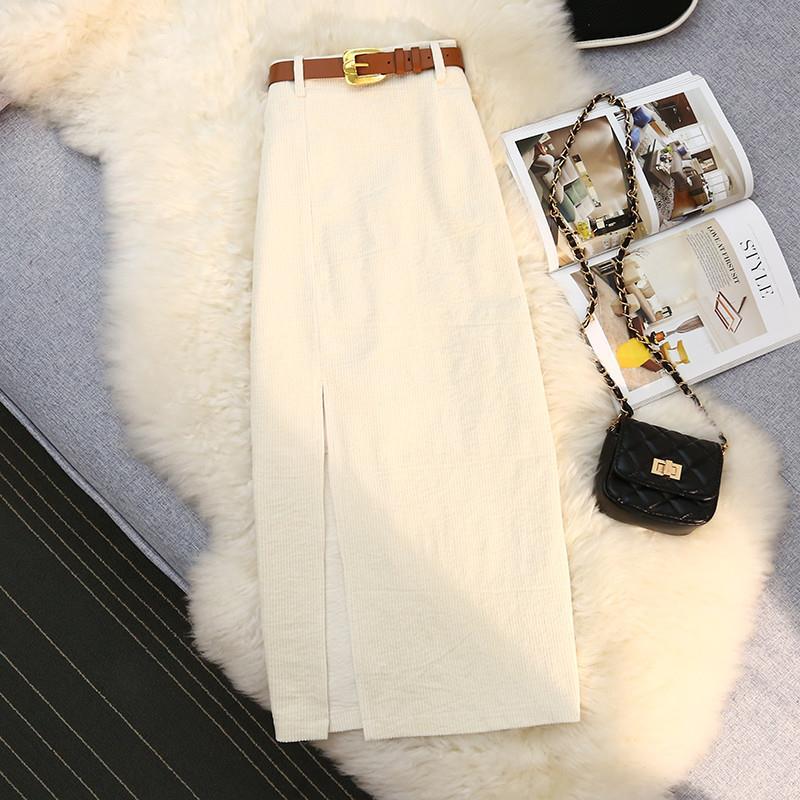 High Waist A-Line Corduroy Skirt — Elegant Midi Skirt for Women