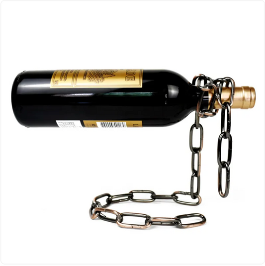 Suspension Chain Wine Rack — Industrial Metal Bottle Holder for Home Bar