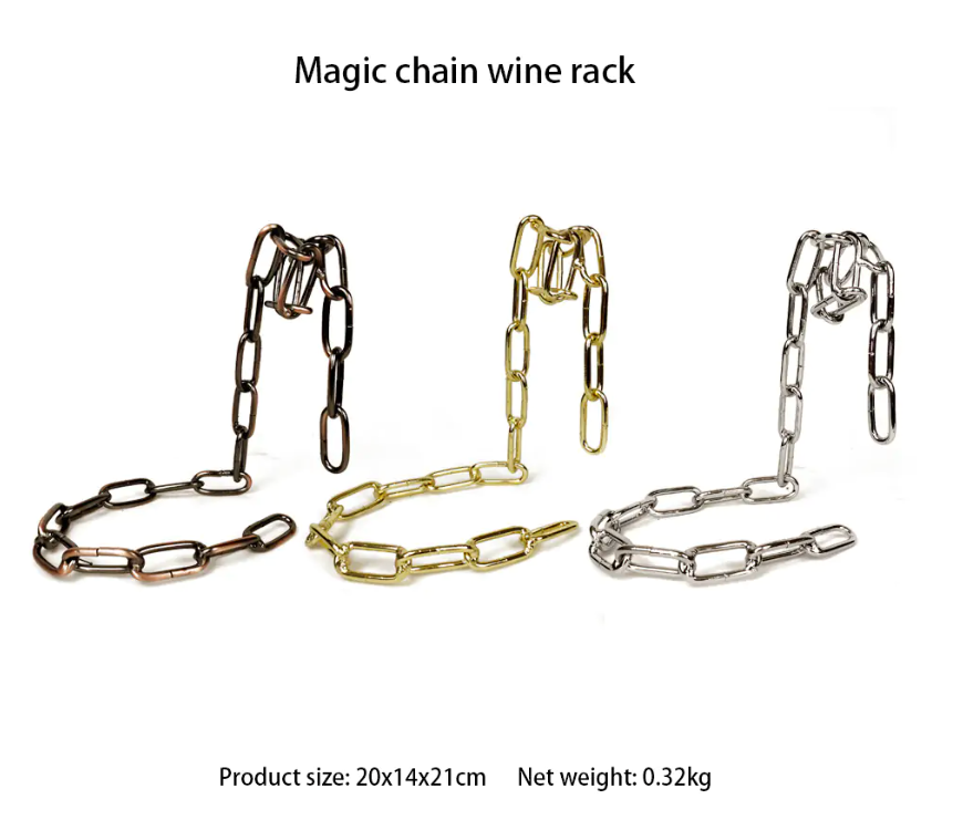 Suspended Iron Chain Wine Bottle Holder — Metal Chain Rack for Home & Bar Décor