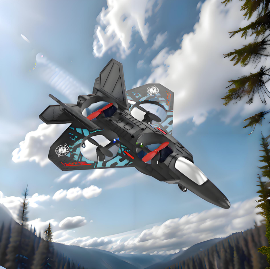 RC Fighter Jet for Kids with LED Lights, Flip Stunts & Gravity Sensing
