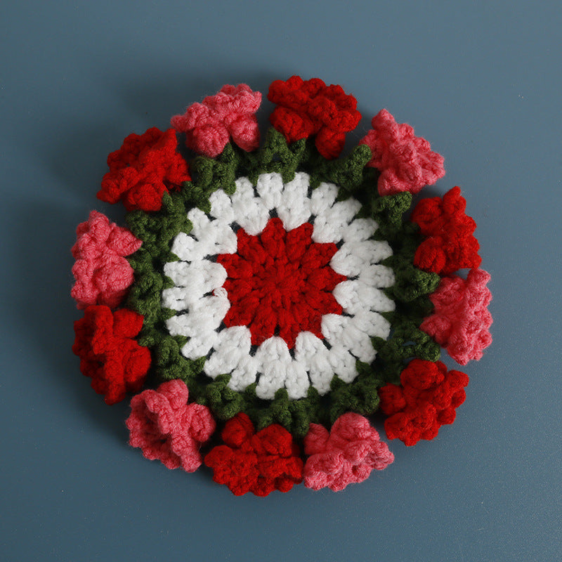 Crochet Rose Coaster DIY Kit — Handmade Floral Craft Set