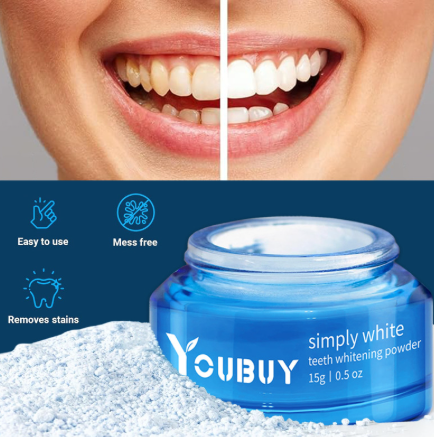 Teeth Whitening Brightening Powder — Natural Stain Remover for a Whiter Smile