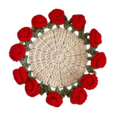 Crochet Rose Coaster DIY Kit — Handmade Floral Craft Set