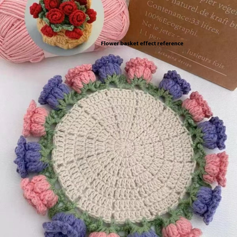 Crochet Rose Coaster DIY Kit — Handmade Floral Craft Set