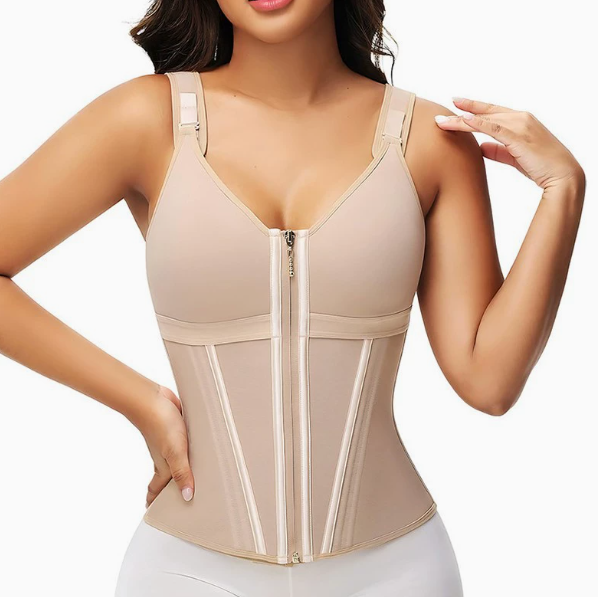Mesh Waist Slimming Corset — Breathable Shapewear with Three-Hook Closure