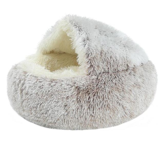 2-in-1 Pet Bed — Round Plush Warm Bed for Cats & Small Dogs