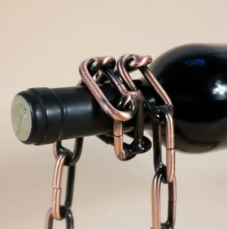 Suspended Iron Chain Wine Bottle Holder — Metal Chain Rack for Home & Bar Décor