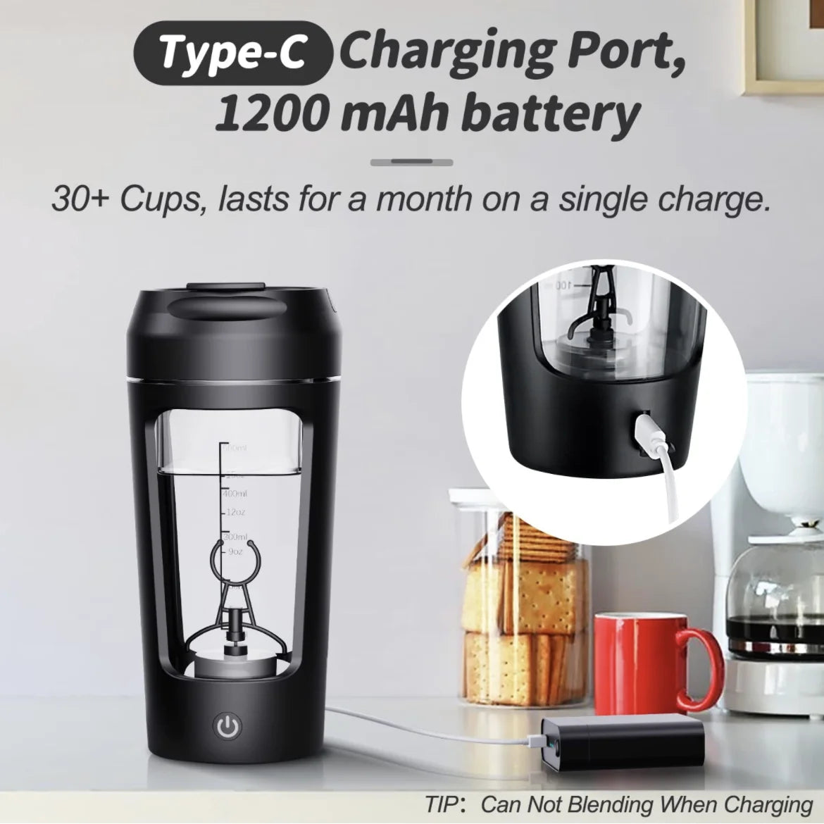 Electric Protein Shaker Bottle — USB Rechargeable Blender Cup for Gym & Fitness
