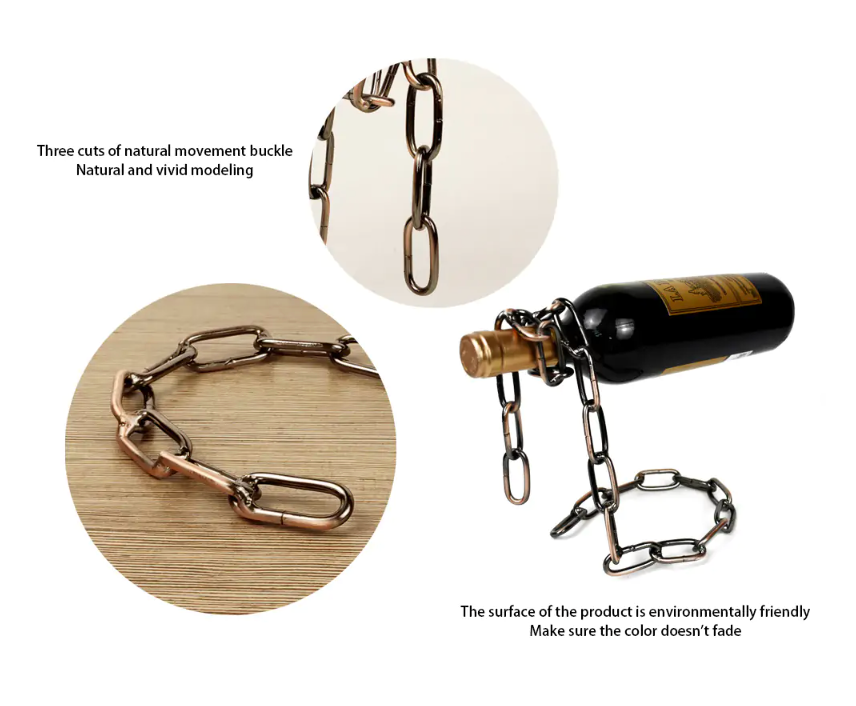 Suspended Iron Chain Wine Bottle Holder — Metal Chain Rack for Home & Bar Décor