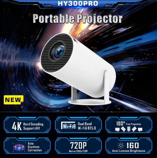 HY300 Pro Portable Projector — HD Home Cinema Projector with Built-In Speaker