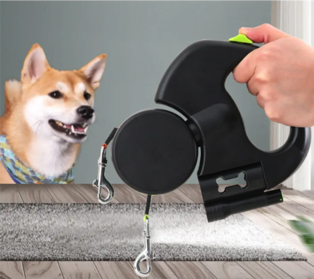 Auto Double Dog Leash — Retractable Dual-Line Lead for Two Dogs (3m)