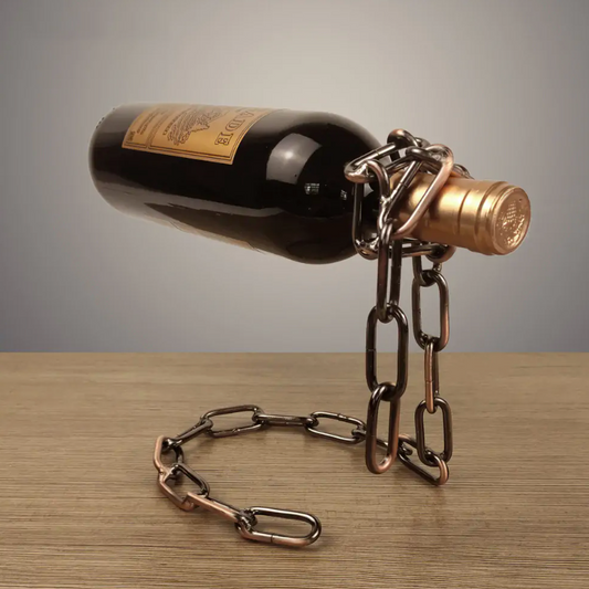Suspended Iron Chain Wine Bottle Holder — Metal Chain Rack for Home & Bar Décor