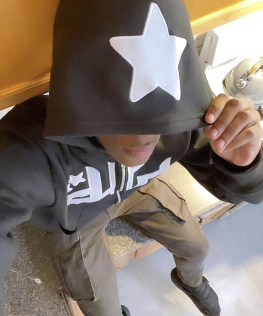 Star Print Zip-Up Hoodie — 3D Sports Graphic Fleece Jacket